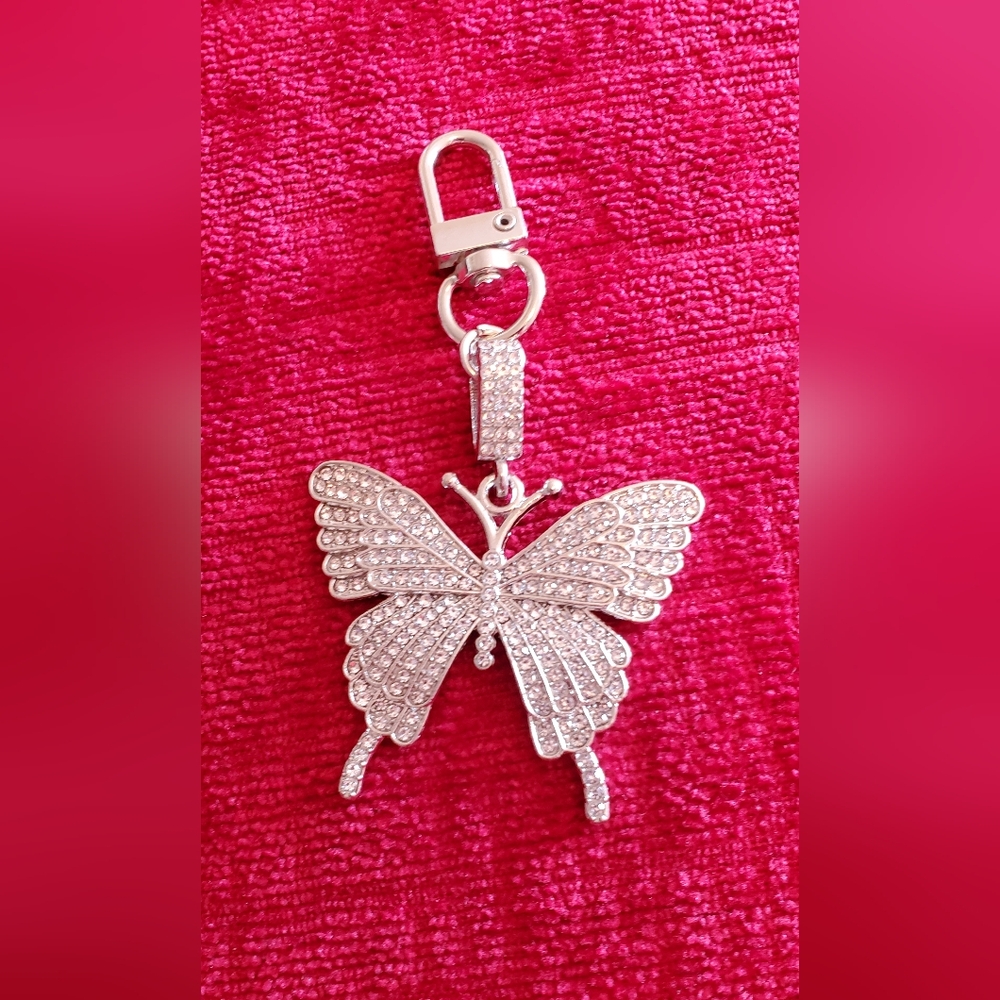 Crystal Butterfly Bag Charm New